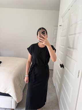 Black Maxi Dress with Waist Tie